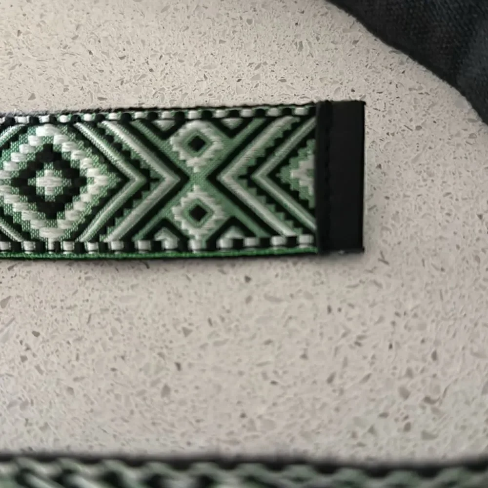 NWOT Free People Moving to Mars Belt Cotton S/M Green Black Leather Cotton Retro